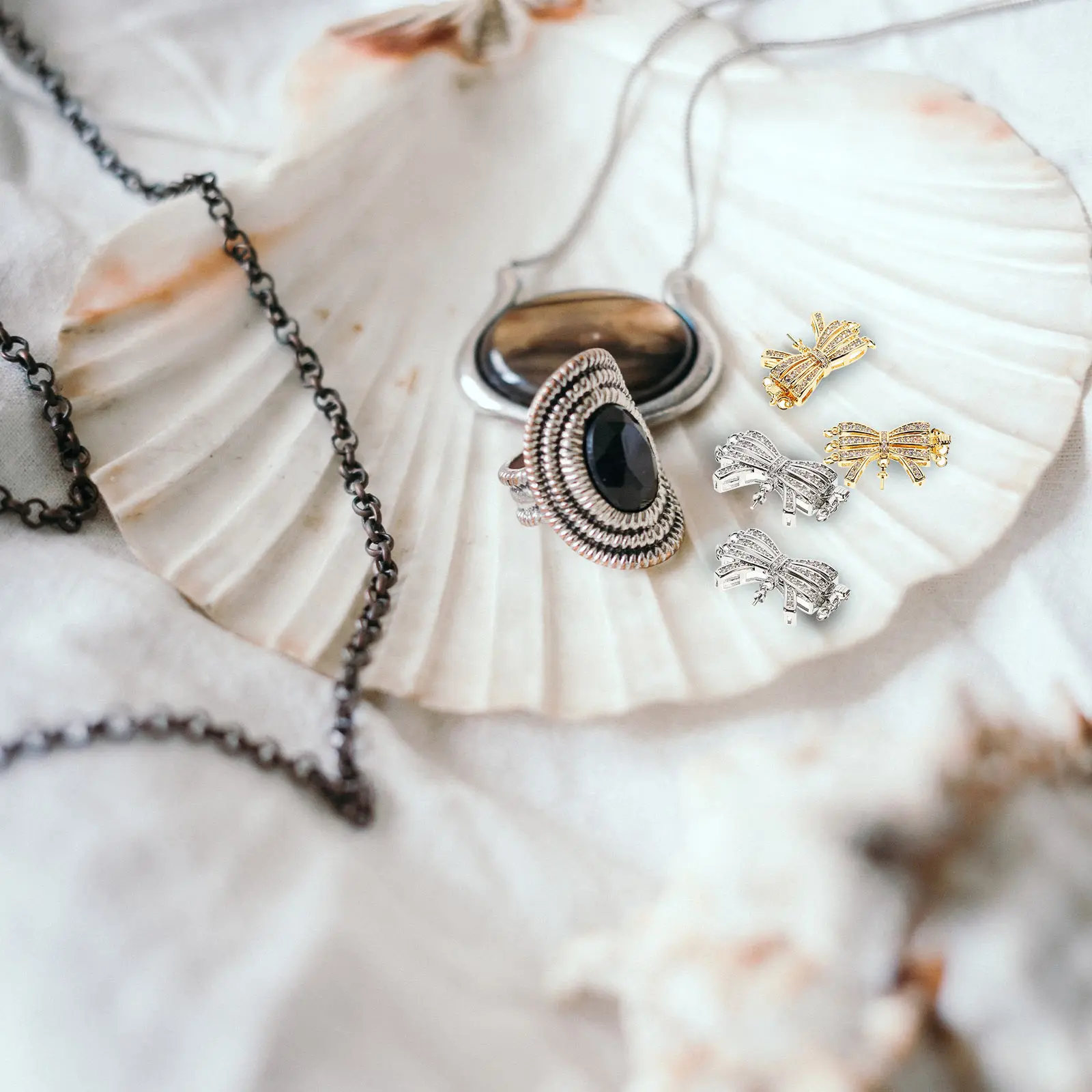 

Pearl Necklace Pendant Accessories Clasp Hook Connector Silver Charm Elegant Fashionable Small Easy Operate Jewelry Making