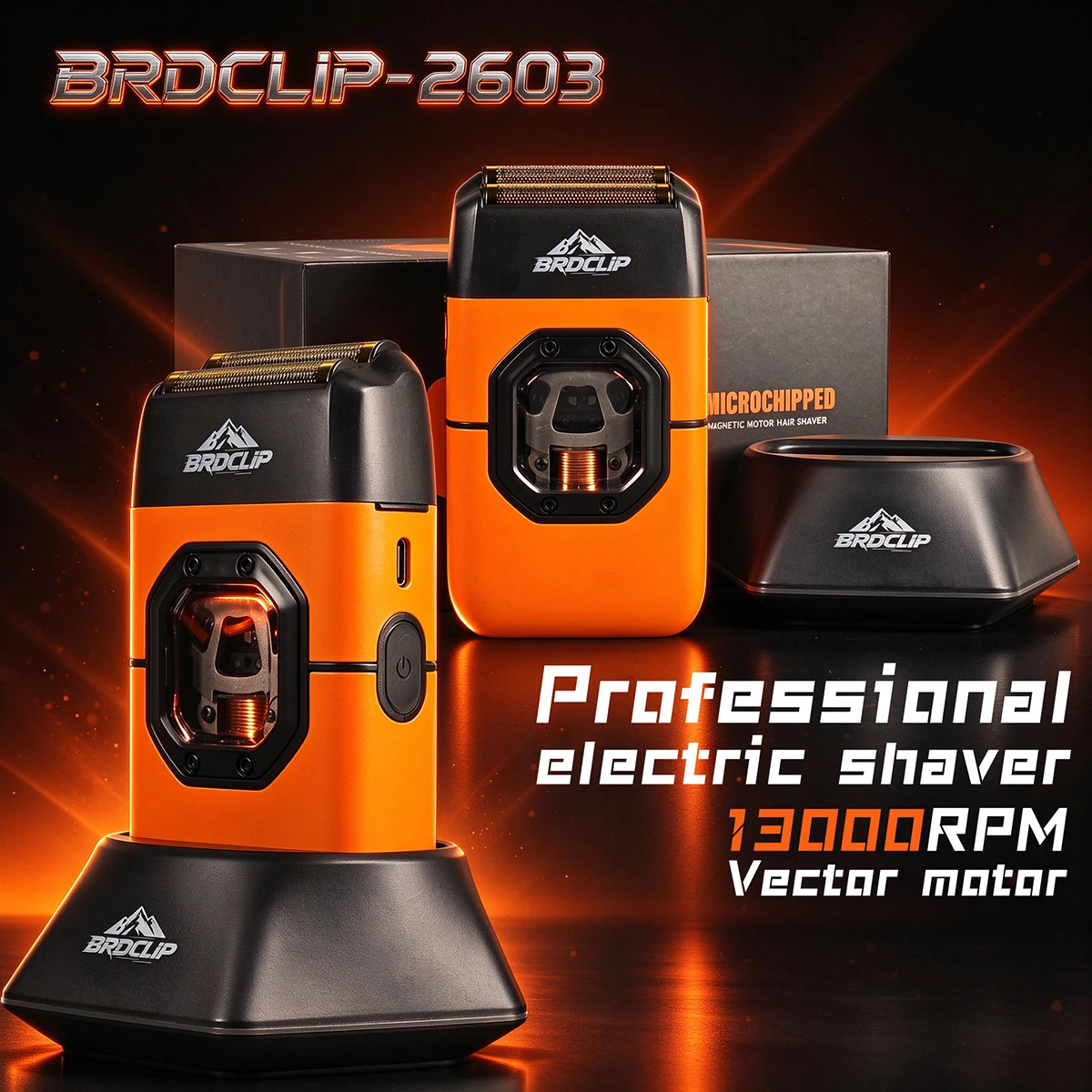 13000RPM Vector motor Professional electric shaver Hair Trimmer razor metal body with charging dock BRDCLIP Barber Machine
