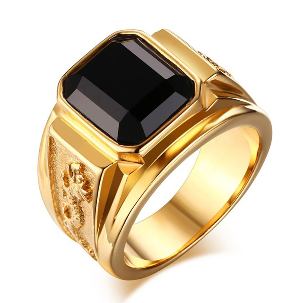 BAOSHINA Hot Selling Vintage CZ Zirconium Stone Alloy Ring For Men Fashion Punk Style Man Rings Bijoux Men's Jewelry