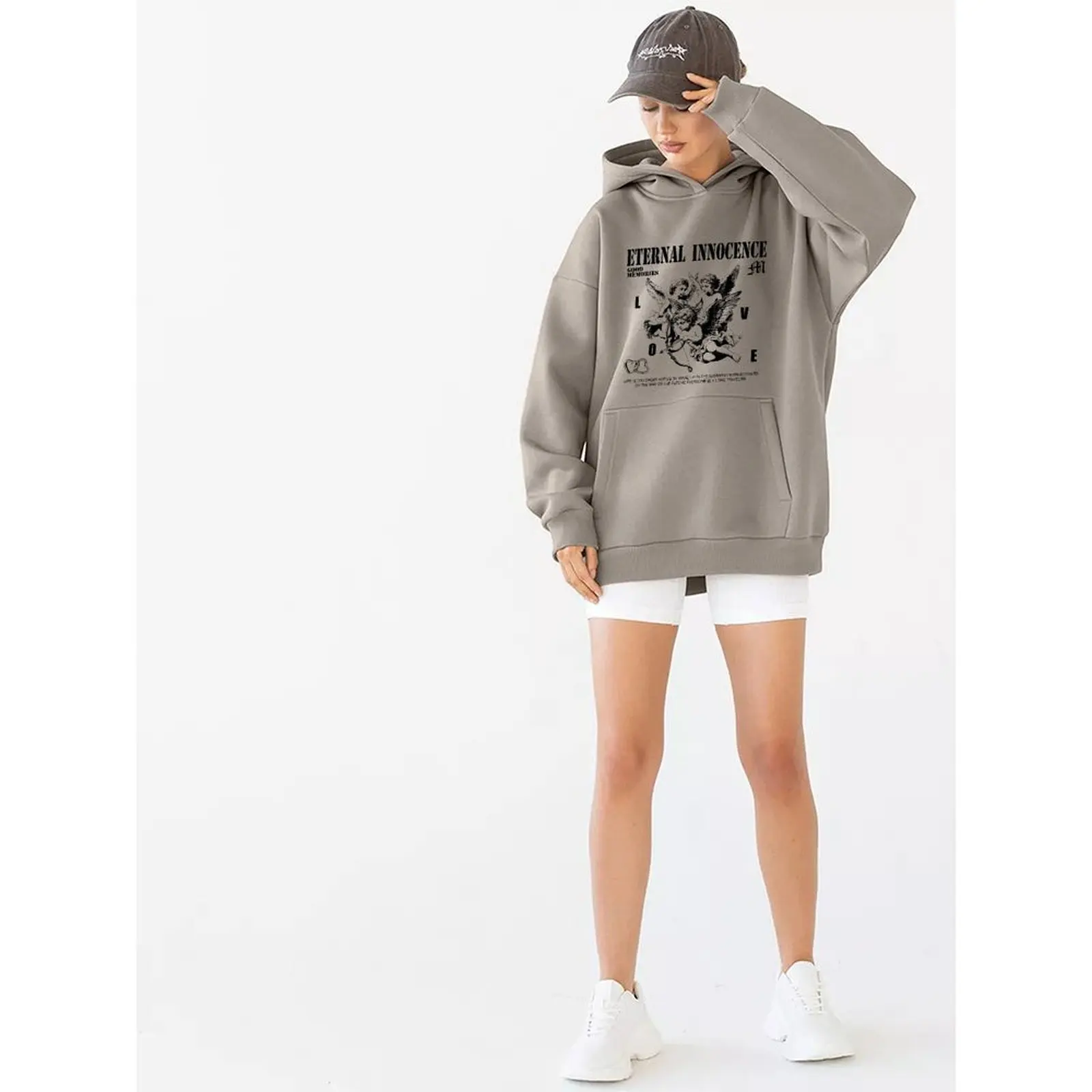 Damskie swetry z kapturem, bluzy, welurowe, zimowe, codzienne, z nadrukiem malowanym natryskowo, kolorowe, z długim rękawem, pulowery, jesienne ubrania damskie.