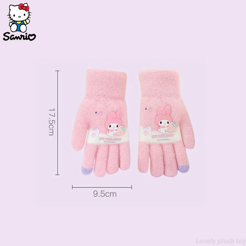 Kawaii Sanrio sarung tangan anak-anak Kuromi Melody Cinnamoroll sarung tangan hangat musim dingin pelajar luar ruangan bersepeda sarung tangan tahan angin aksesoris