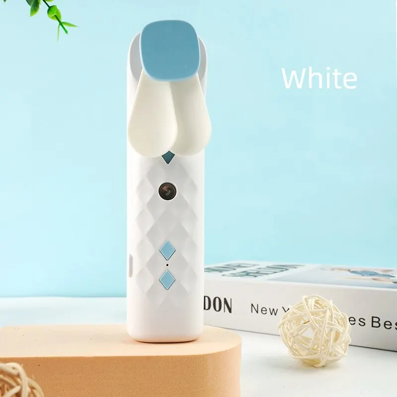 2 In 1 Portable Fan Humidifier USB Rechargeable Handheld Fan Water Spray Fan Face Steamer Air Conditioner Cooling Fan