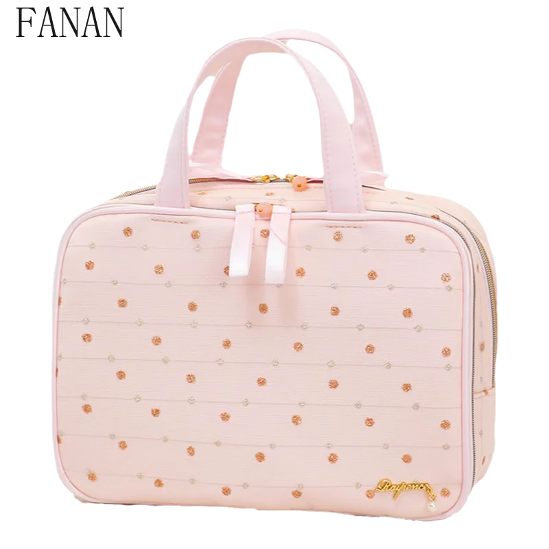 

Japanese Style Makeup Bag Portable Large Capacity Top-Handle Storage Bags Sweet Toilet Casual Handbags for Women Large High End