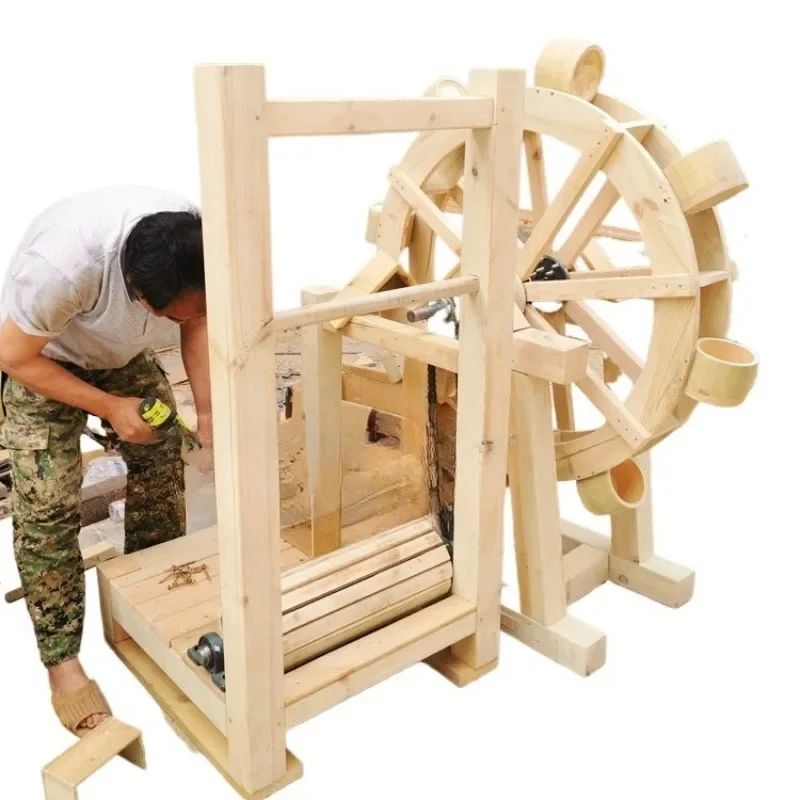 

Anti-corrosive solid wood kindergarten outdoor hand crank foot step children's waterwheel rotation