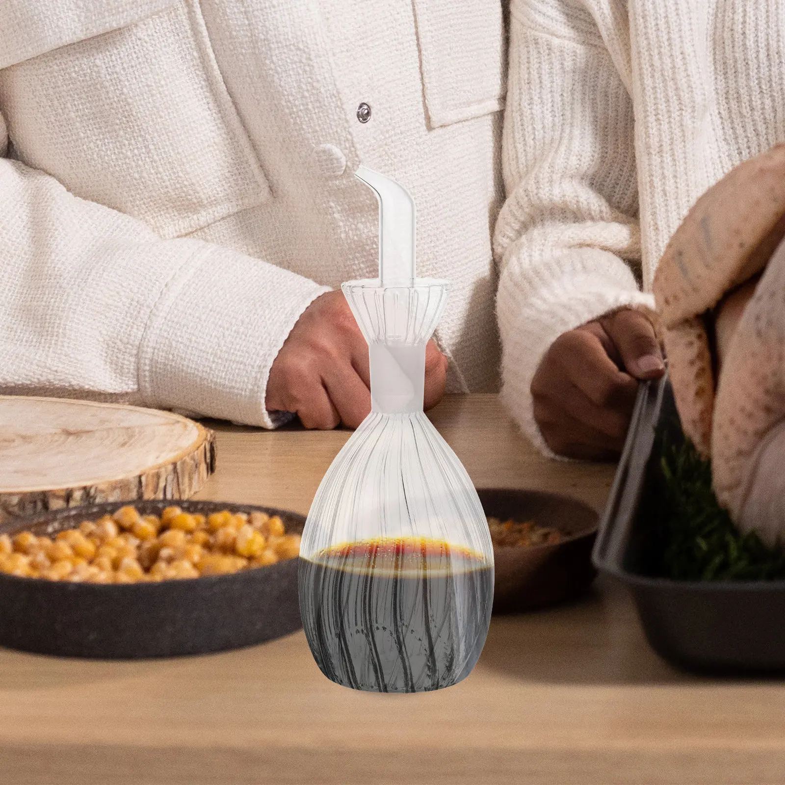 

Leak-Proof Glass Oil Bottle Premium Handmade Seasoning Jar Kitchen Storage Bottle Anti-Skid Base for Vinegar Soy Sauce Olive Oil