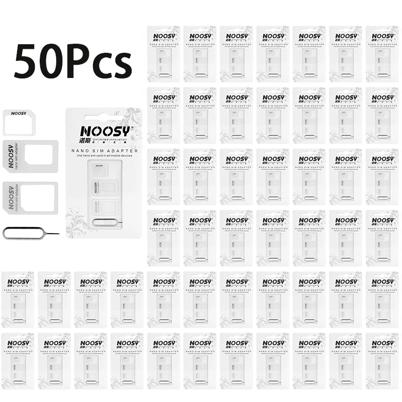 50 Sets 4 In 1 Sim-Kaart Adapter Kit - Nano Naar Micro, Nano Naar Normaal, Micro Naar Regelmatig Met Sim Extractor Voor Smartphone