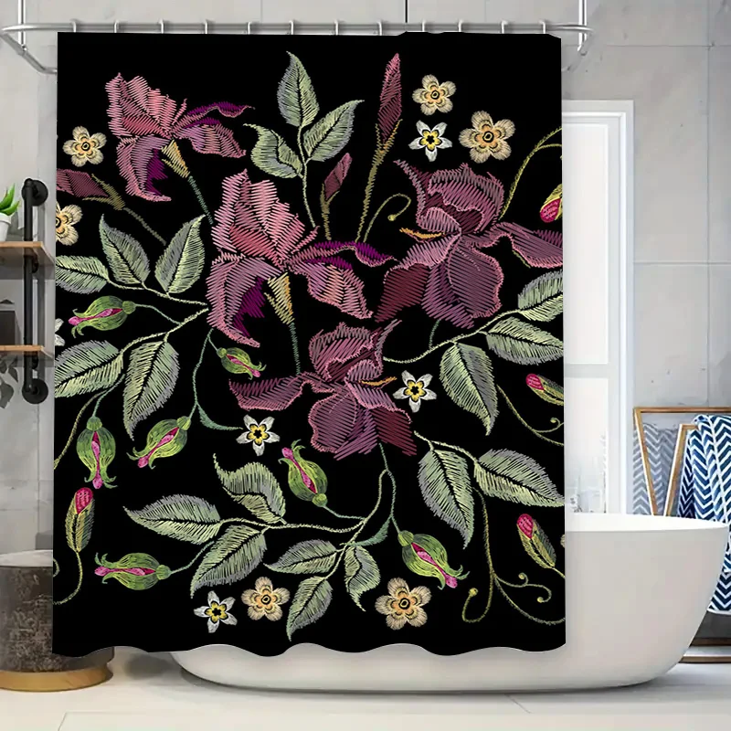 Exquisite Embroidered Floral Shower Curtain Decorate Your Bathroom with a Touch of Luxury