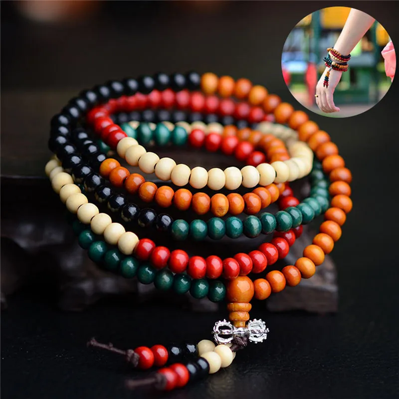 Buddhist 108 Mala Prayer Bracelets 8mm Tibetan Buddhism Mala Sandal prayer beads  Women Men Yoga Meditation Necklace