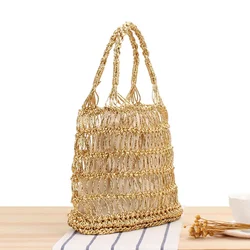 YoReAi Women's Fashion Large Capacity Straw Woven Bag Handbag Soft Beach Woven Bags Convenient Shopping Packet Storage Pouch