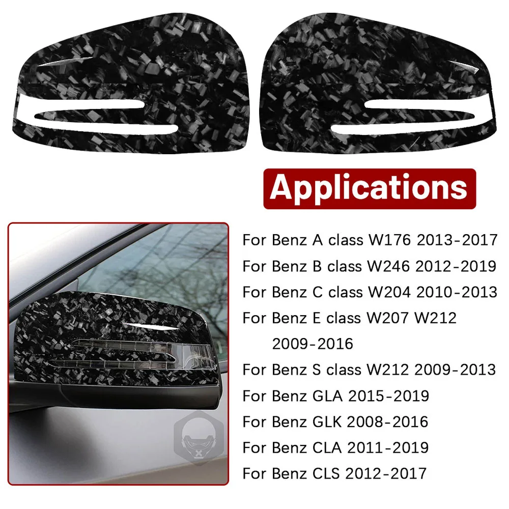 For Mercedes-Benz W204 W246 W176 W207 W212 GLA GLK CLA CLS Car Accessories Real Forged Carbon Fiber Rearview Mirror Cover Trim