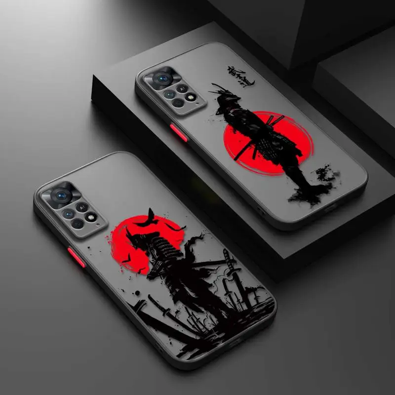 Japanese Samurai Martial Arts Matte Case For Xiaomi Redmi Note 13 11 12 12S 10 9 Pro Cover for Redmi 10 K40 10C 9 12C Phone Case