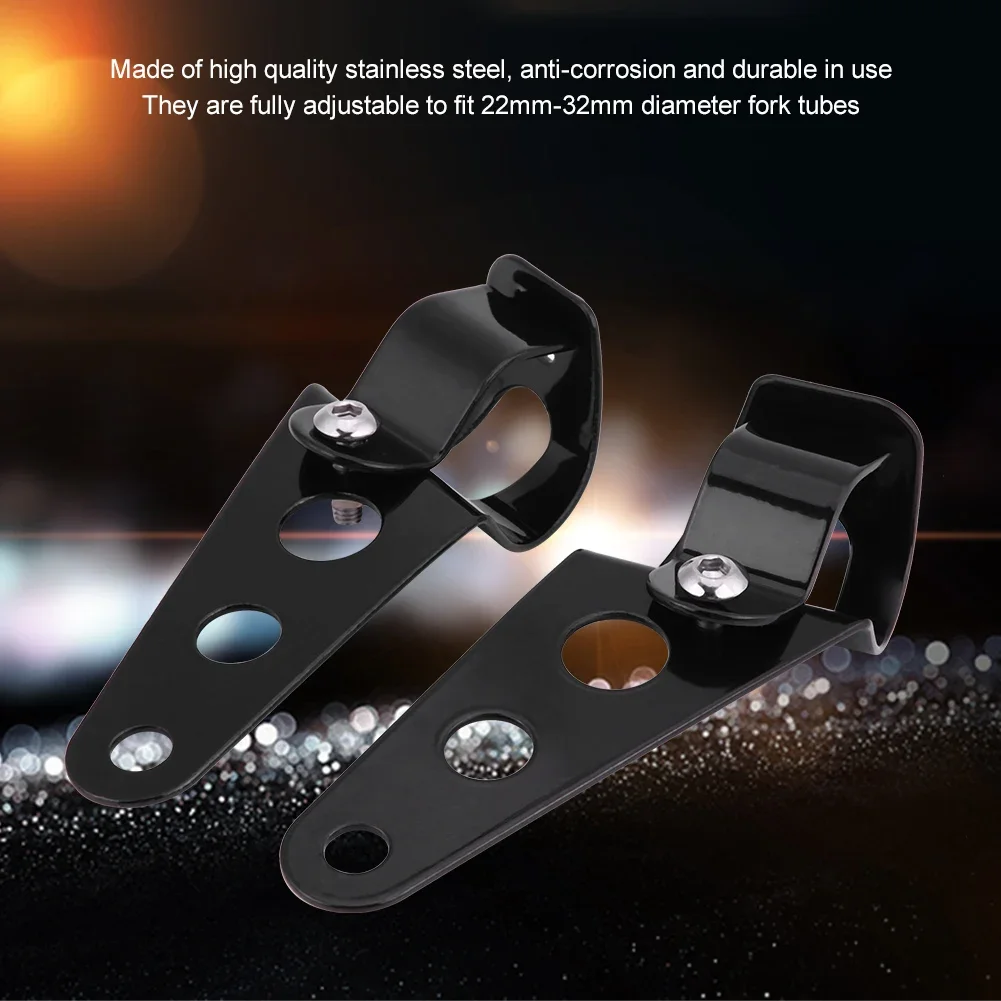 Soportes de montaje para faros de motocicleta, horquilla Racer de 28mm-34mm, aptos para Honda Kawasaki (negro), 2 uds.