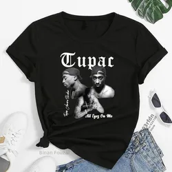 Kadın rapçi Tupac 2pac baskı T Shirt kız kısa kollu bayanlar baskı grafik giysi Lady Tees Tops kadın bayan T Shirt