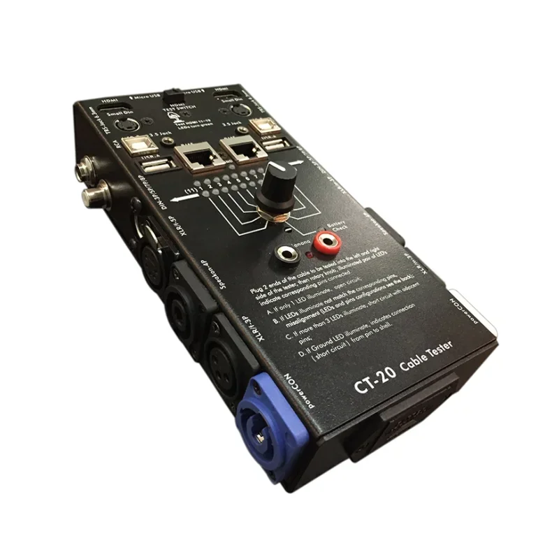 TLF Professional Audio Multifunctional Cable Tester for Stage Lights and Audio Equipments Powercon Speakon XLR USB RCA
