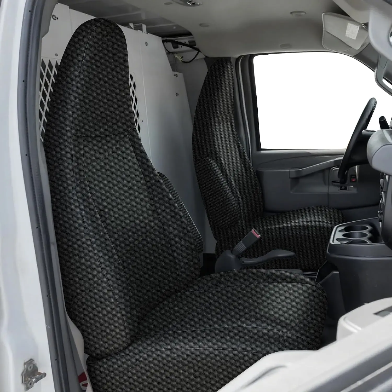 600D Heavy Duty Seat Covers for Chevy Express 1996-2025，Front Bucket Seats with Grab Handle Opening, Durable Oxford Fabric Prote