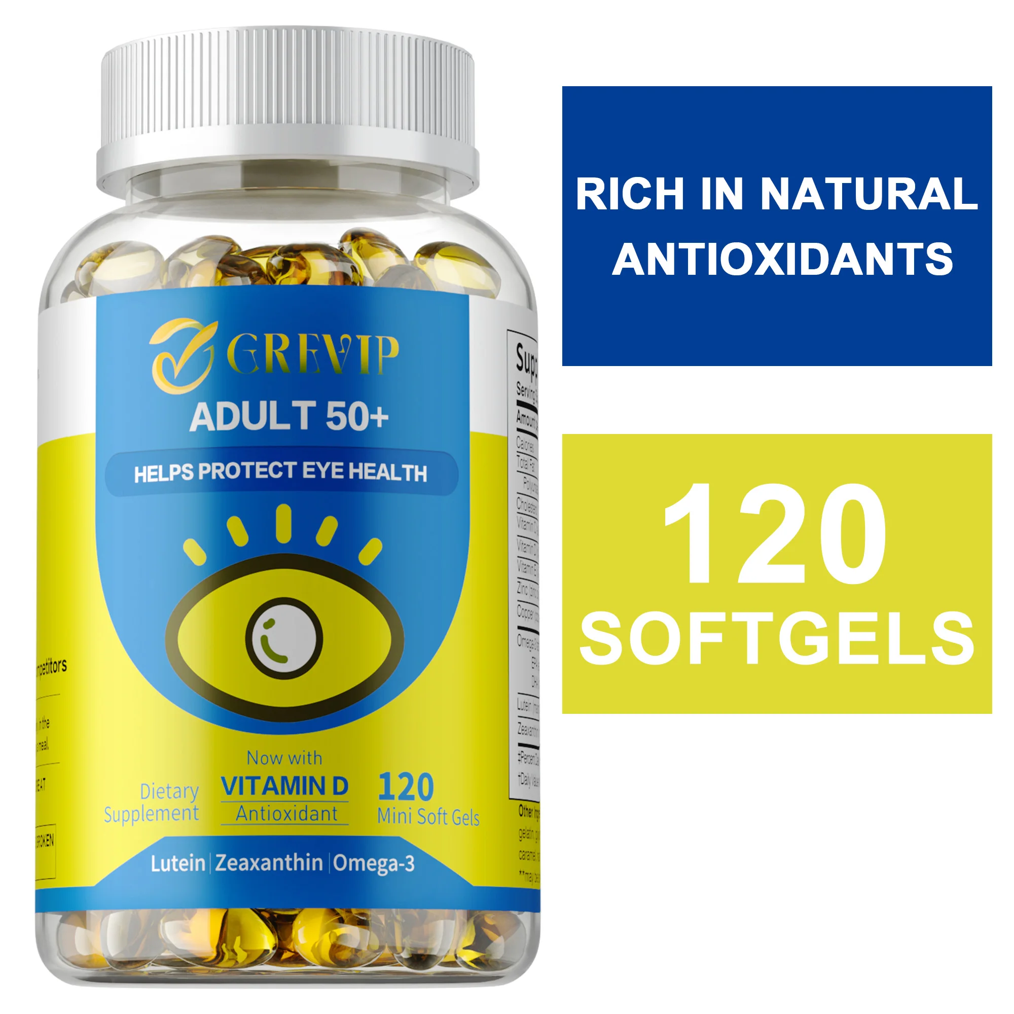 

ADULT 50 + Eye Health - Reduces Fatigue and Dry,Protect Eyes, Improve Visual Function,Boosts Immunity - with Lutein & Zeaxanthin