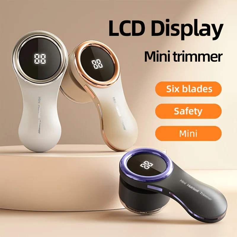 

Electric hairball trimmer, portable fabric beard trimmer and clothing trimmer, with digital display, alloy steel blades
