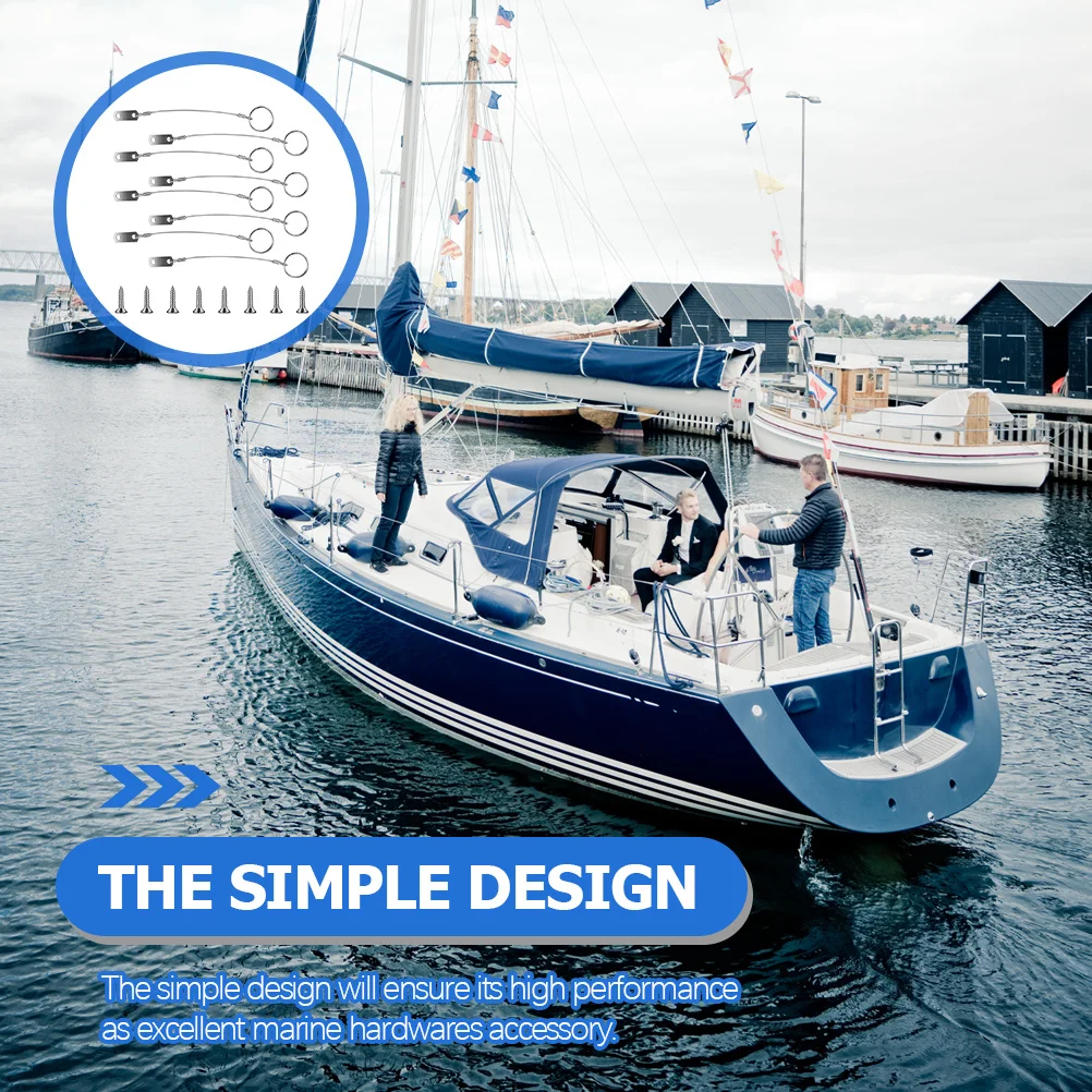 1Set Stainless Steel Safety Tether Cable Marine Hardwares Lanyard Cable Tether for Tops Support Rods Marine Safety Wire