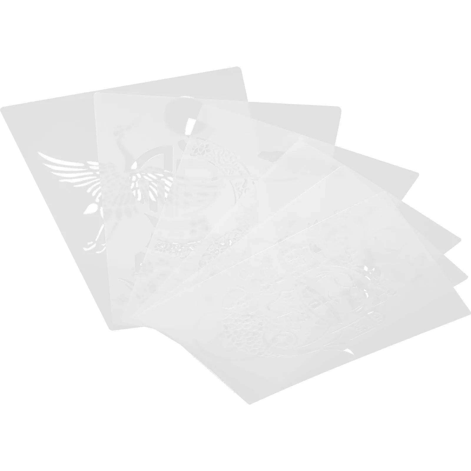 6Pcs Hollow Newspaper Hand-Printed Template Set for DIY New Year Greetings Artistic Stencils Reusable Painting Craft Supplies