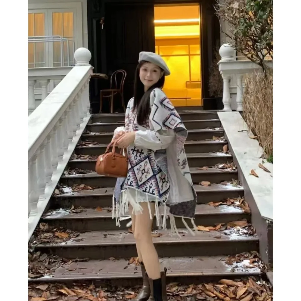 

New Outwear Shawl Poncho Prorsum Pashmere Scarf Leopard Print Poncho Women Cape and Poncho Tassel Blanket Cloak