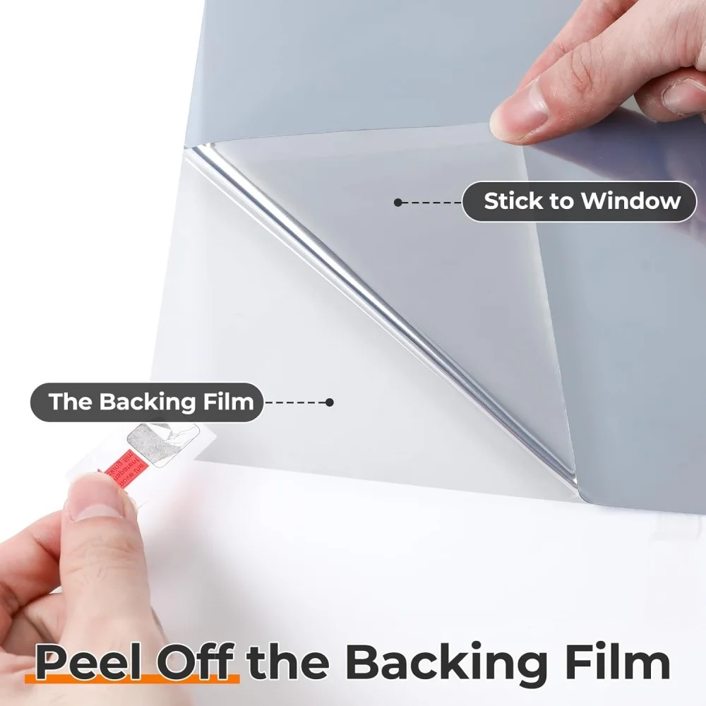 فيلم خصوصية النافذة في اتجاه واحد للخصوصية أثناء النهار، لون نافذة عاكس مضاد للأشعة فوق البنفسجية للمنزل والمكتب باللون الفضي #5