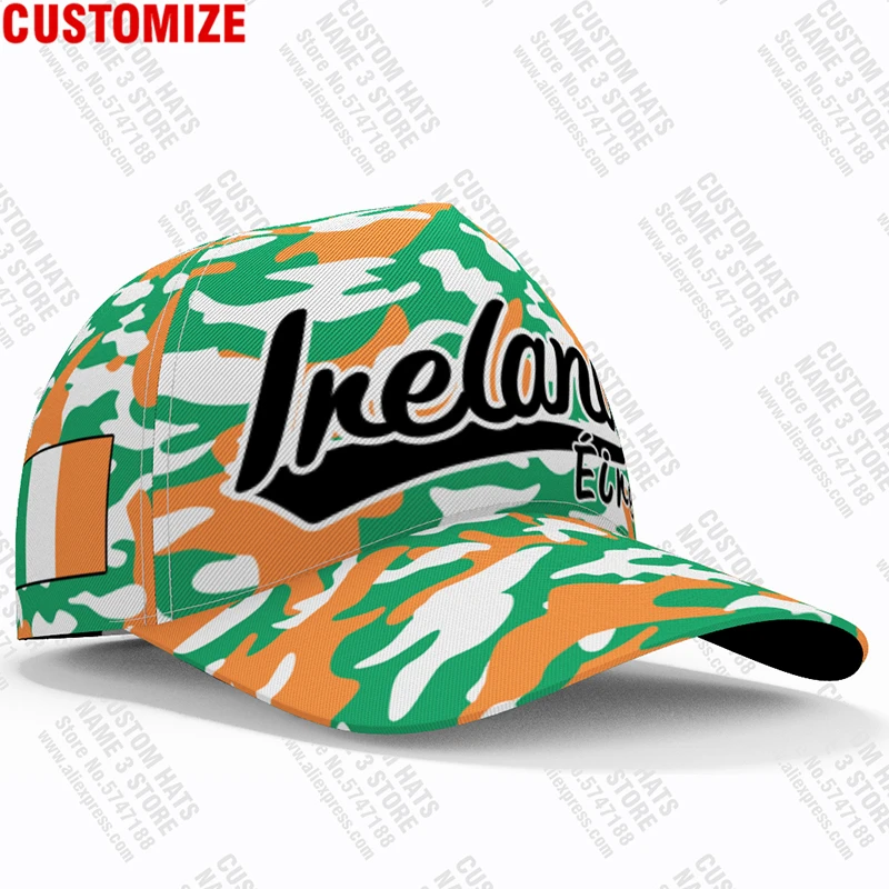 Ireland Baseball Cap Free 3d Custom Made Name Team Logo Ie Fishing Hat Irl Country Travel Irish Nation Eire Flag Eirinn Headgear