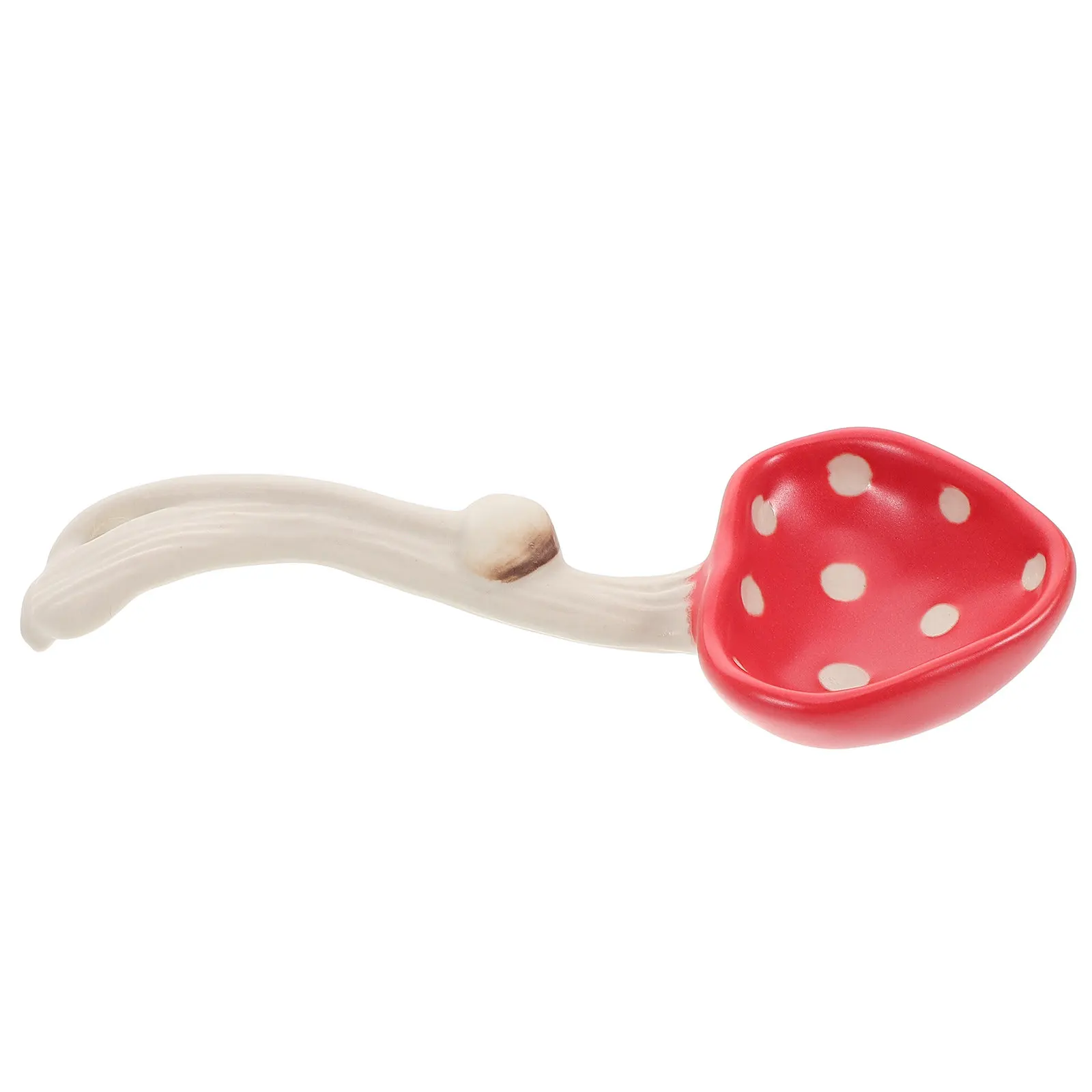 Cuillère à soupe vintage en céramique, motif champignon, ensemble de cuillères rouges en forme de champignon, cuillère à soupe asiatique pour riz, nouilles, soupes et desserts
