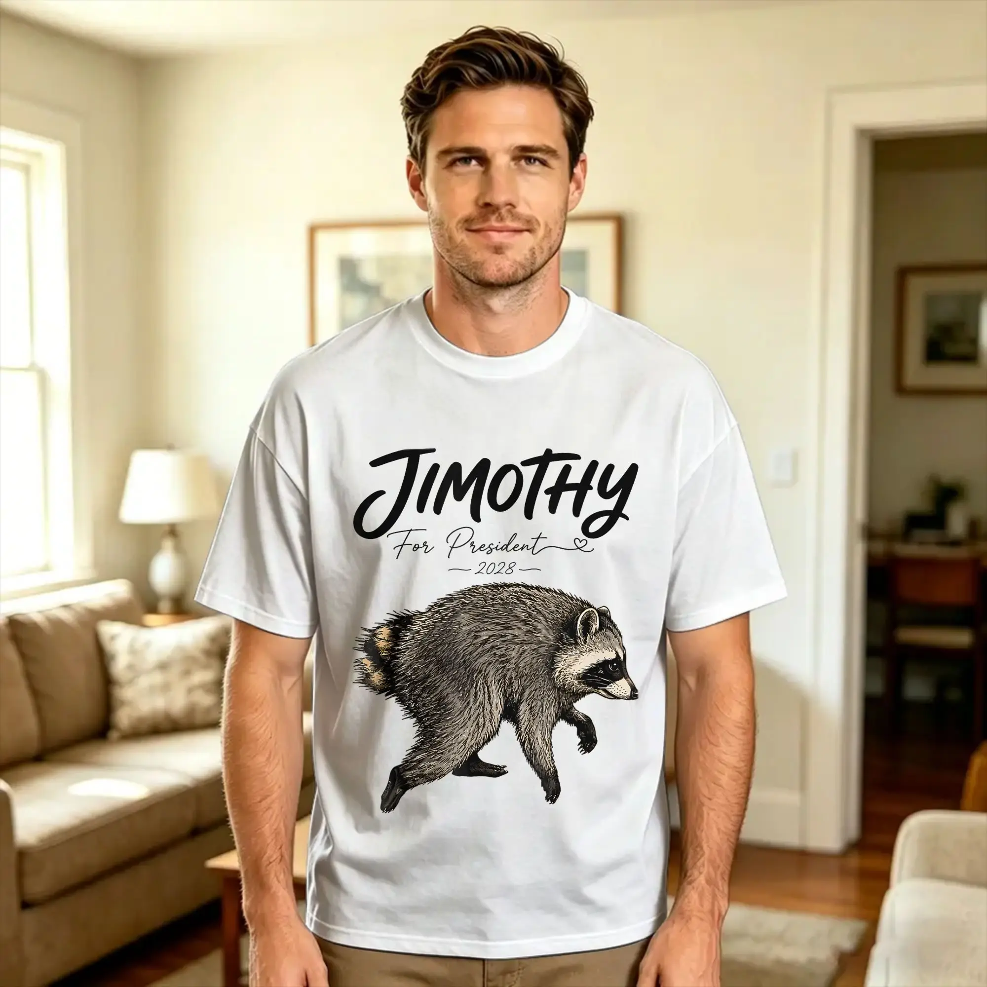 Harajuku T-Shirt Beach Viral Raccoon Timothy Jimothy for President 2028 Funny Meme Fashion T Shirts  Cotton Tee Shirt