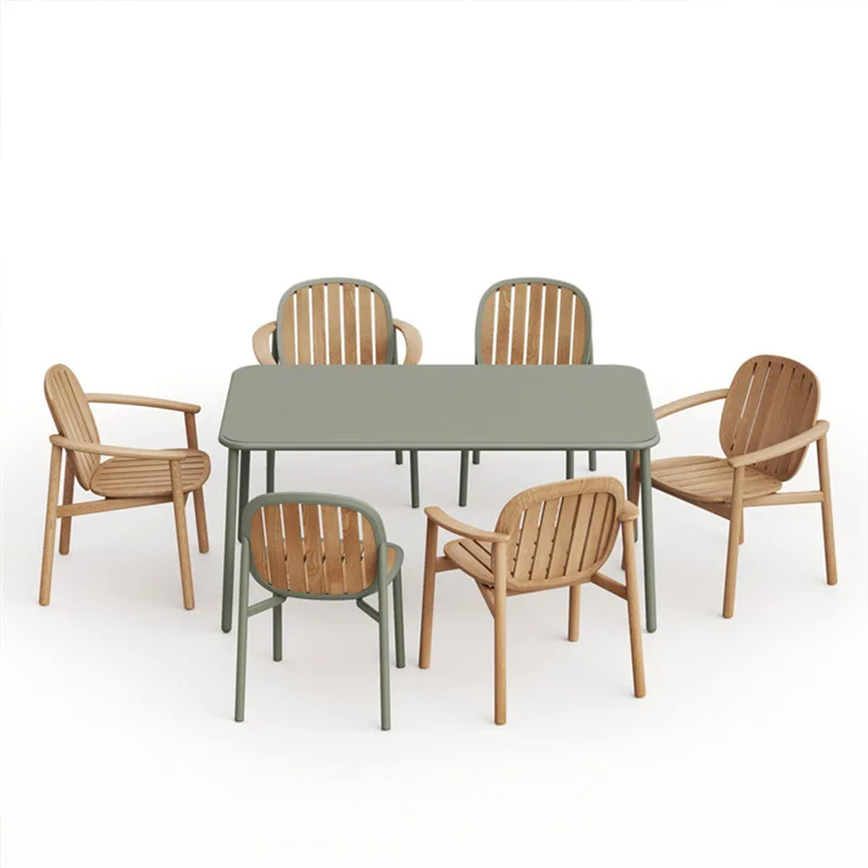 Outdoor Tables And Chairs Teak Courtyard Villa Leisure Solid Wood Restaurant Garden Balcony Open-air Outdoor Antiseptic Furnitur