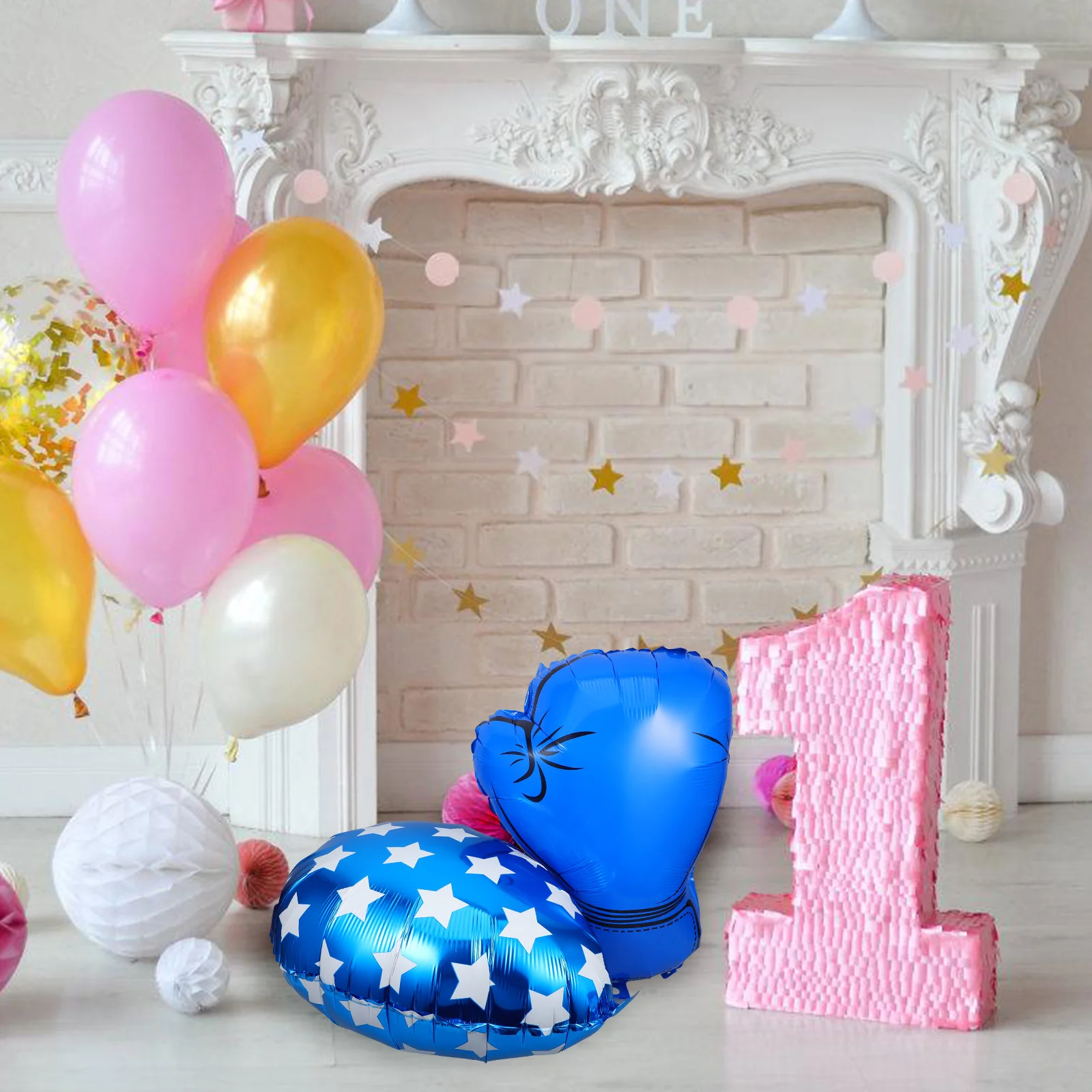 

6pcs Boxing Glove Birthday High Elasticity Aluminum Foil Wrestling Themed Party Decorations Punching Balloons For