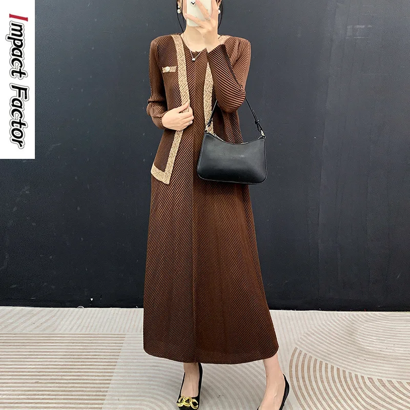 Miyake Pleated Set 2026 Autumn New Pleated Cardigan + Vest Skirt Two-piece Set Loose Pleated Women