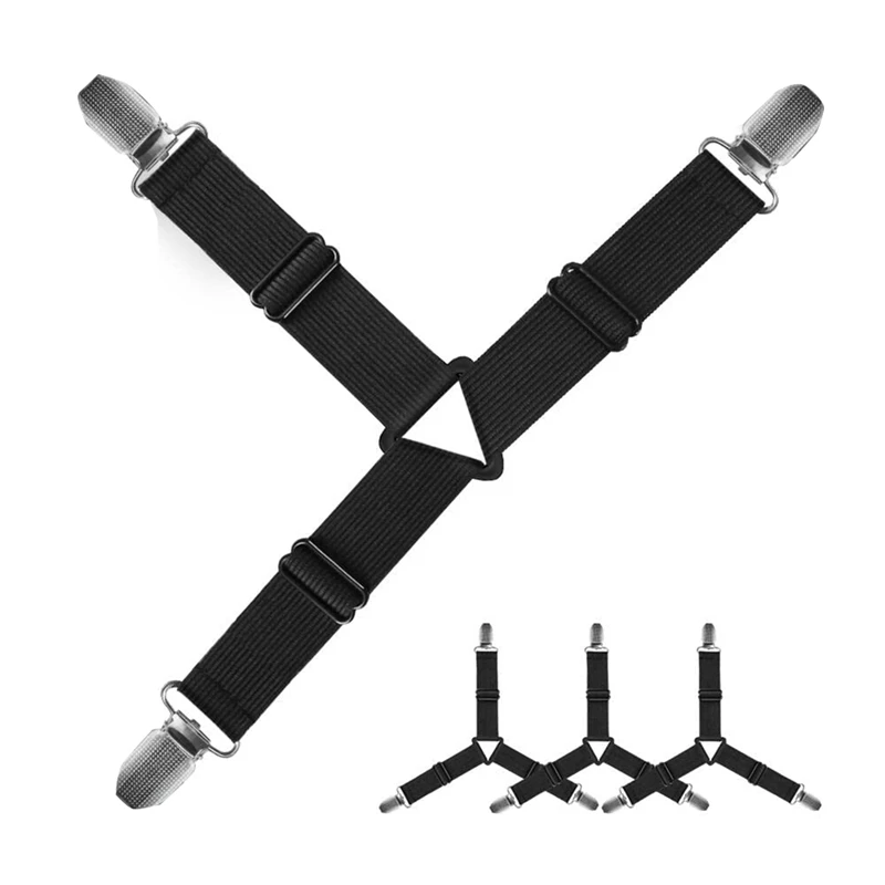 Uchwyt antypoślizgowy pasek na prześcieradło regulowane elastyczne zapięcia z żelaznymi klipsami, uchwyt na prześcieradło dla dopasowane prześcieradła, łatwy montaż