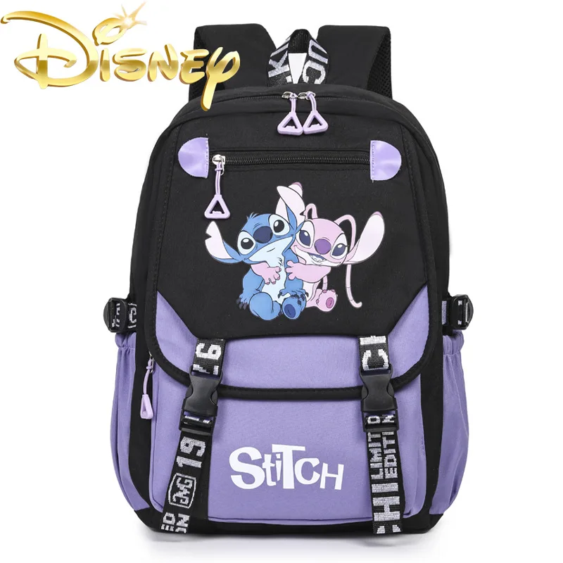 Disney Stitch New Fashion Schoolbag Cartoon Cute Student Schoolbag Large Capacity Student Backpack Travel Fashion High Quality