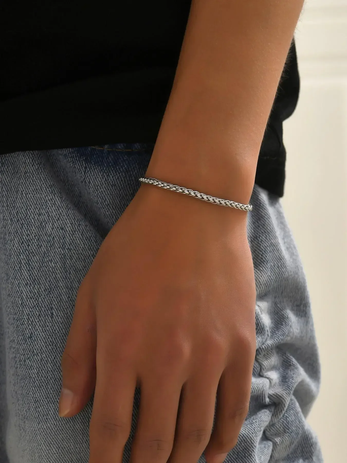 Men's Fashion Stainless Steel Wrist Link Bracelet, 1 Piece Simple Casual All-match Jewelry for Boys, Male Classic Fashion Accessories for Daily Wear, Holiday Christmas Gifts for Men, Fashionable Bracelet, Metal Bracelet