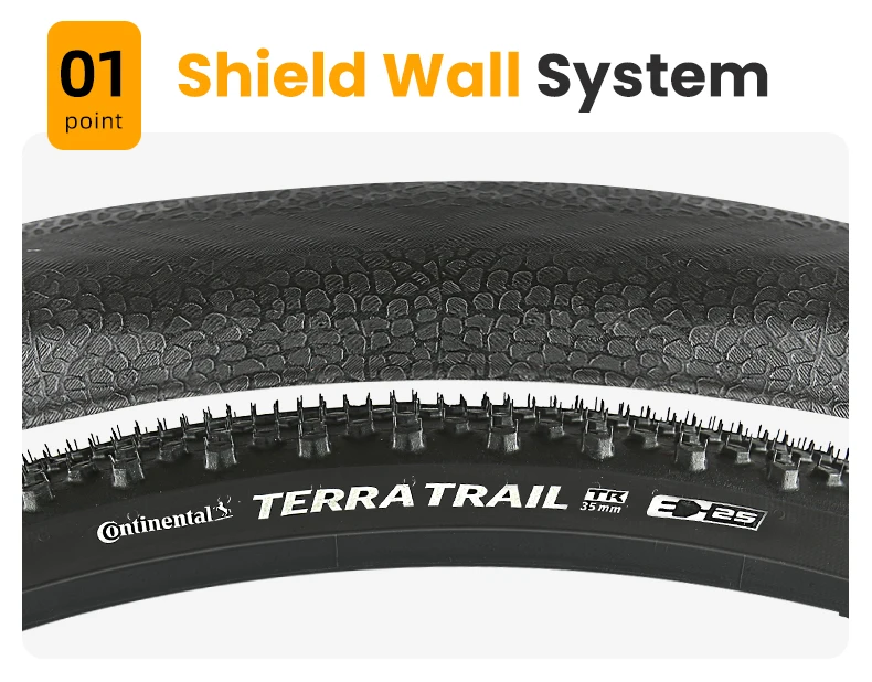 Continental Terra Trail 700 x35c 700 x40c Rennrad Draht wulst Reifen E25 Shield wall System Puregrip Compound keine Faltung 3/180 tpi – Detail 3
