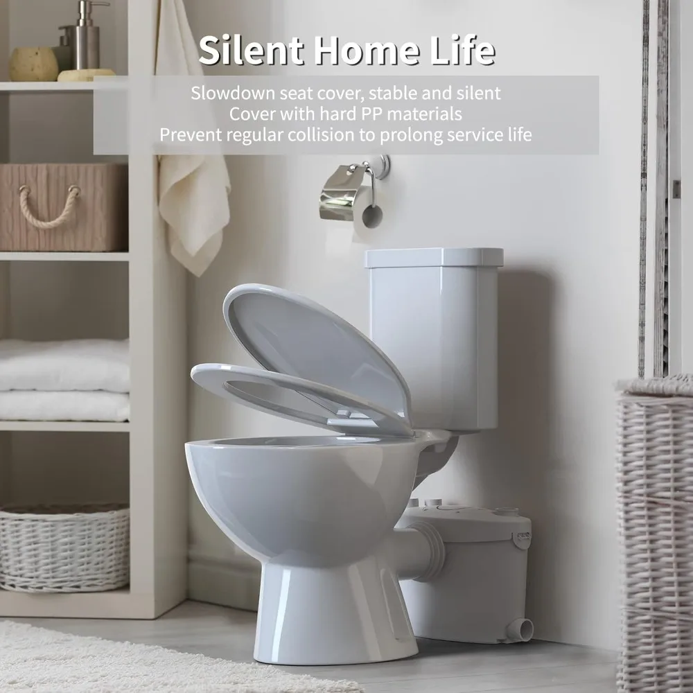 

NEW Upflush Toilet with 600W Upward RY Macerator WHITE Silent & 3 Sec Flushing Toilet Pump For Basement Max Pumping