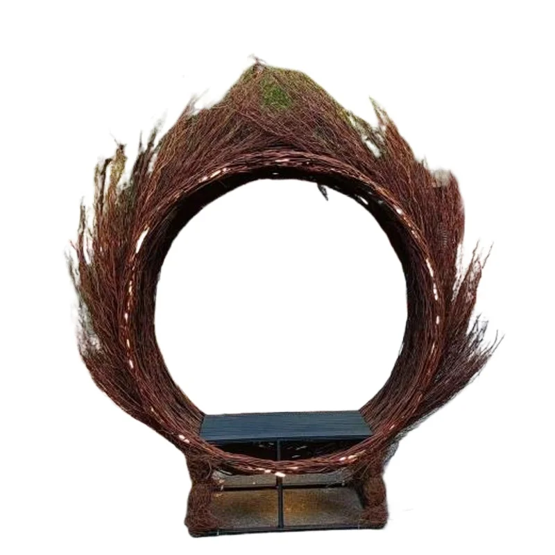 

Bird's nest shape floor-to-ceiling ornament outdoor scenic beach leisure rattan hanging chair