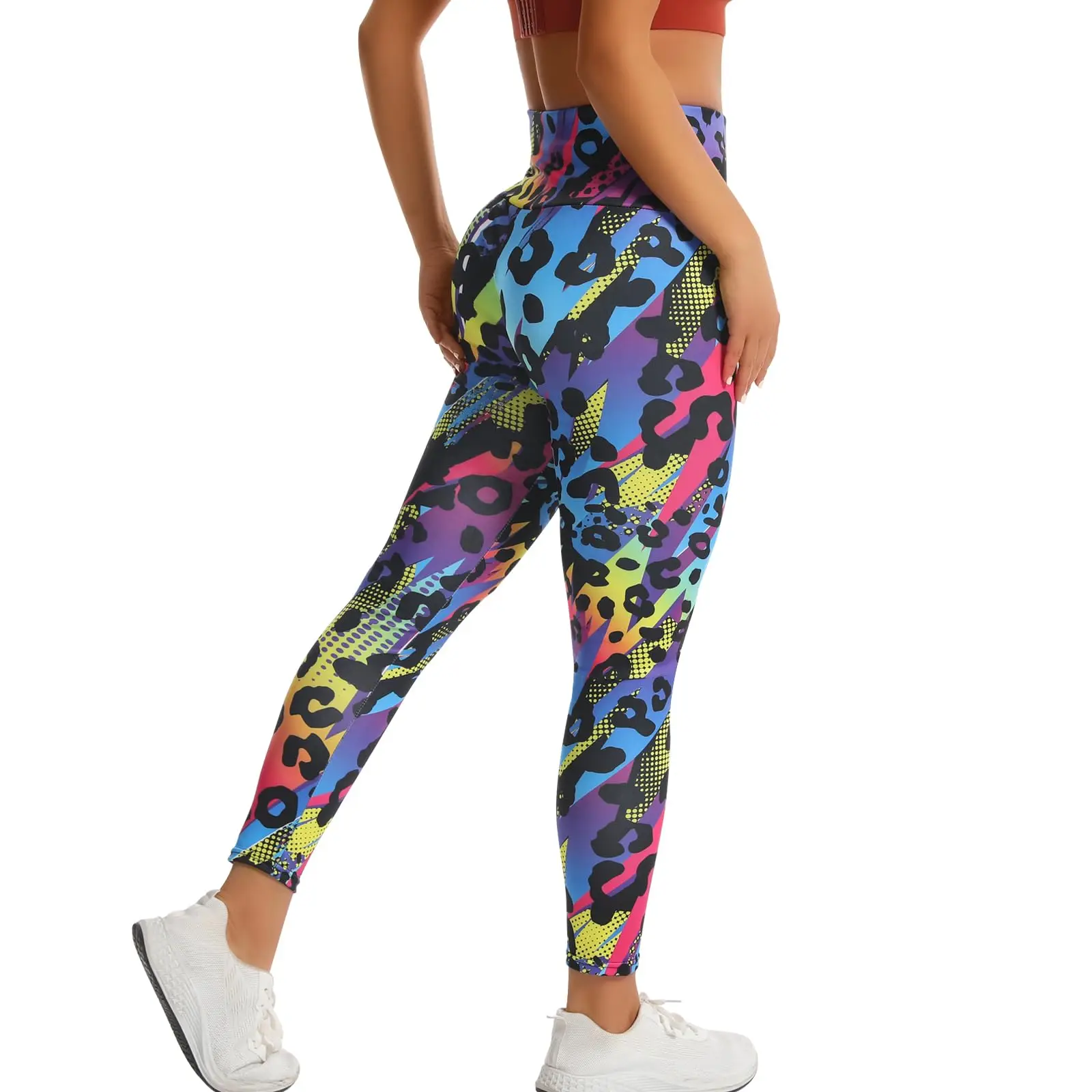 Colorful Leopard Print Yoga Pants Women\'s High Waist Fashion Printed Leggings Fitness Jogging Cycling Elastic Tights Hip Lifting