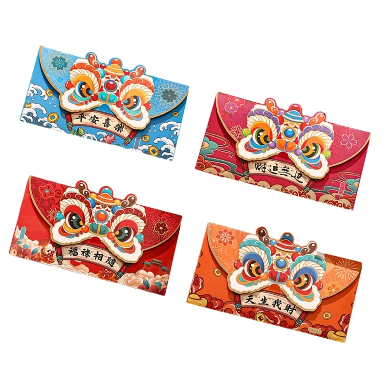 Pack of 4 2024 Festive Celebration Envelopes Greeting Card Envelopes for Kids