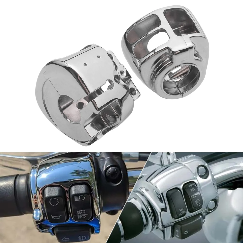 

Pair Motorcycle Handlebar Control Switch Housings Cover Kit Compatible For Harley Davidson Dyna Softail Sportster 2011-2024