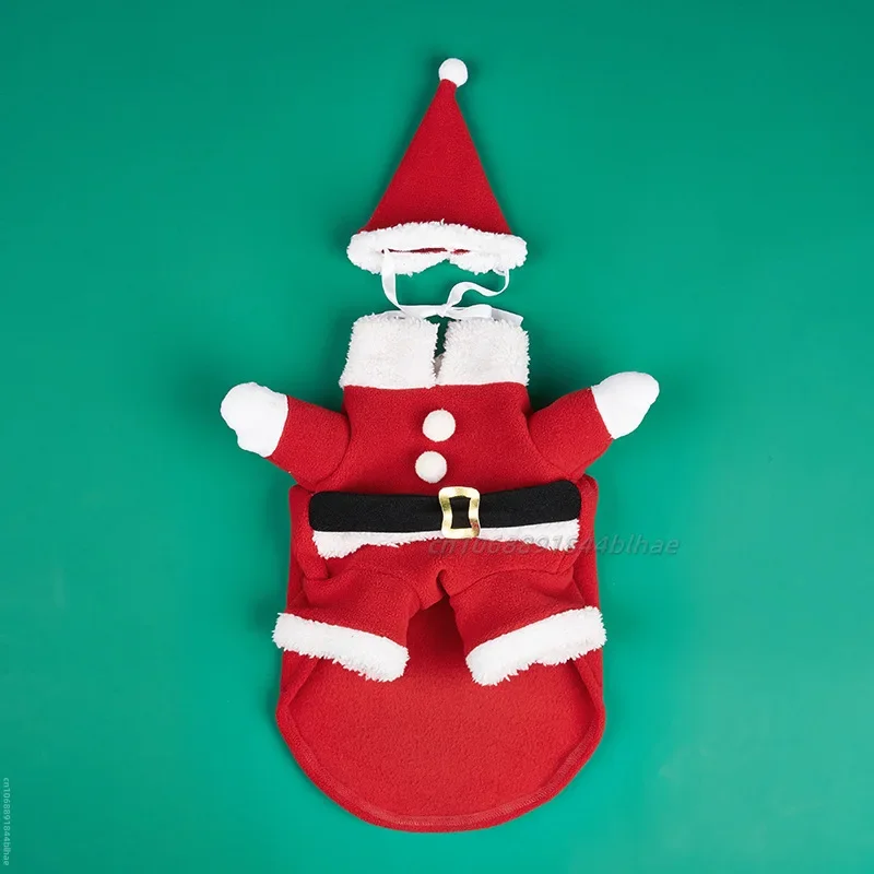 Santa Claus Suit For Dogs Dog Cat Christmas Costume Funny Pet Cosplay Clothes Gold Velvet Fabric Dog Costume Suit Puppy