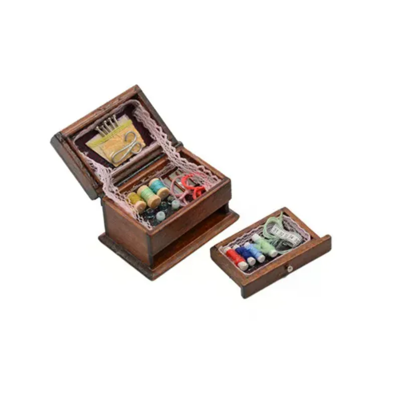 Vintage Sewing Needlework Needle Kit Box 1:12 Dollhouse Miniature Mini Decor - view 2