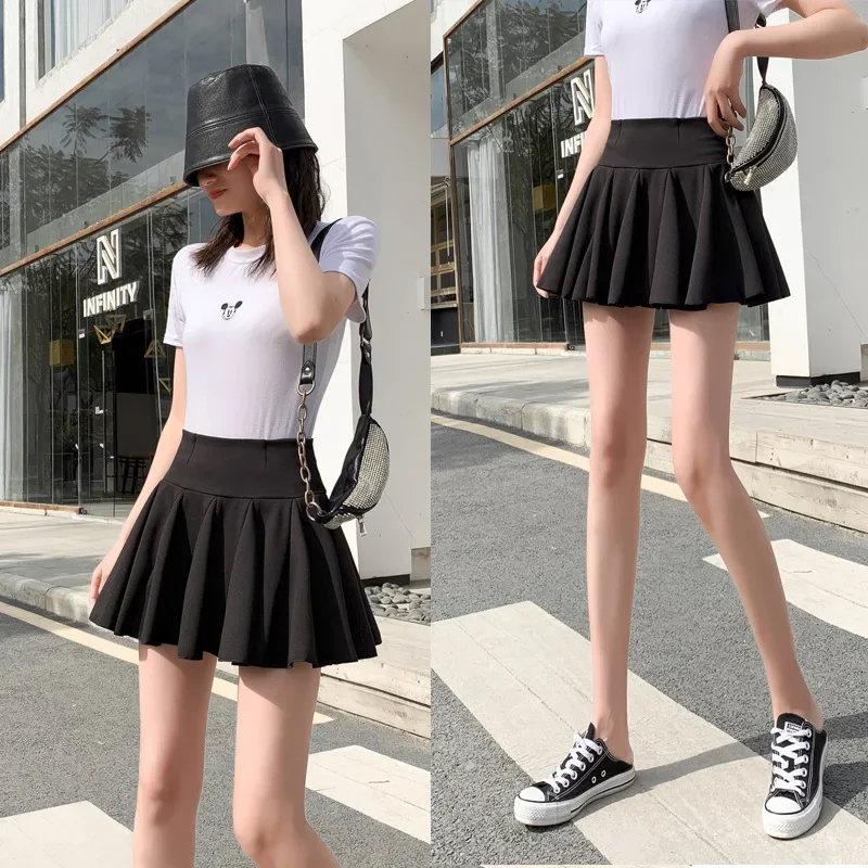 Korean Style Women\'s Pleated Skirt Mini High Waist Japanese Wardrobe Malfunction-proof Dancing Skater Skirt