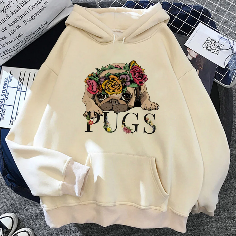 

Pug hoodie comic elegant kawaii clothes for teens youthful girl sweatshirts tracksuits designer harajuku youthful manga