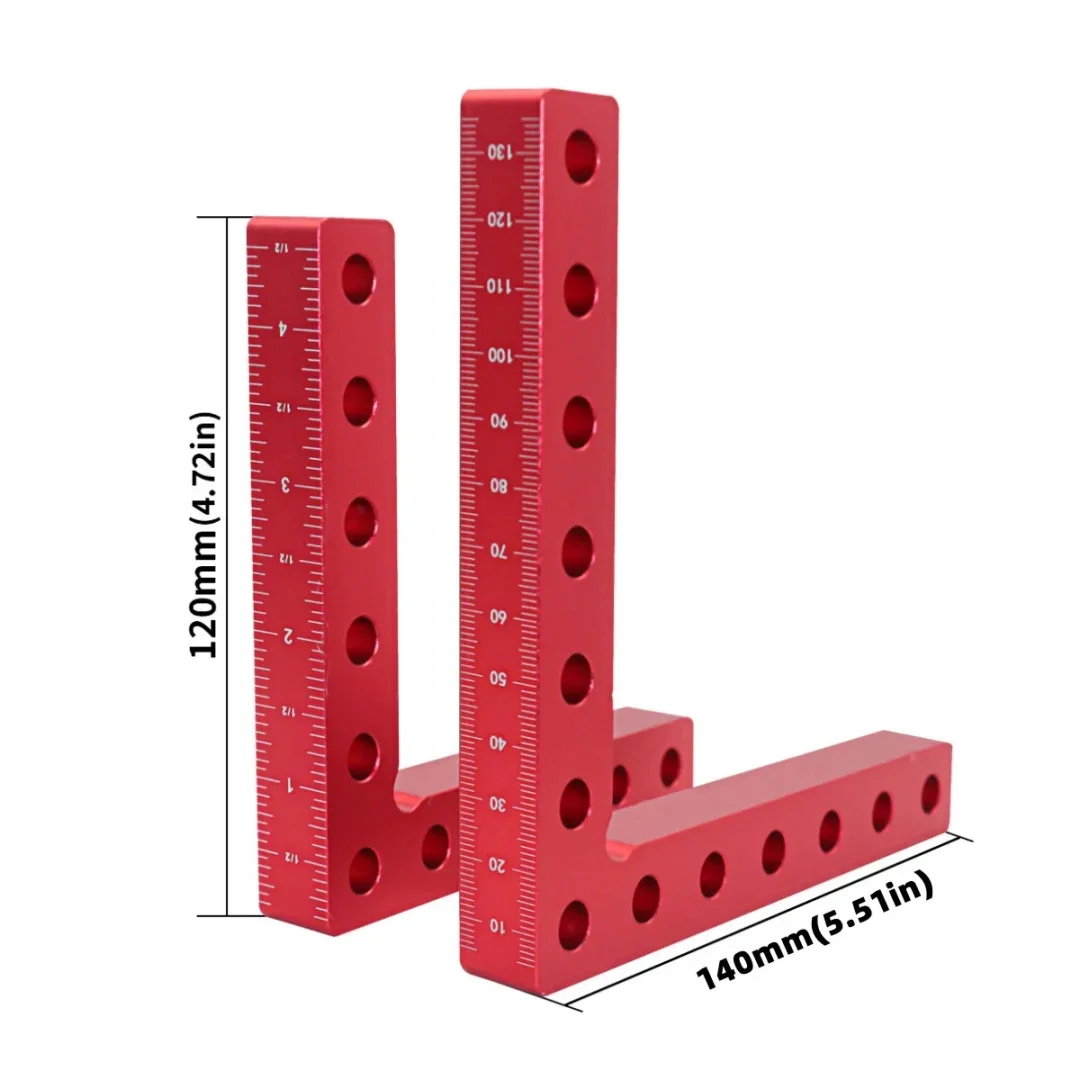 Morsetti ad angolo retto con quadrati di posizionamento da 120/140 mm a 90 gradi - Clip di fissaggio in lega di alluminio Strumento quadrato di serraggio angolare per la lavorazione del legno
