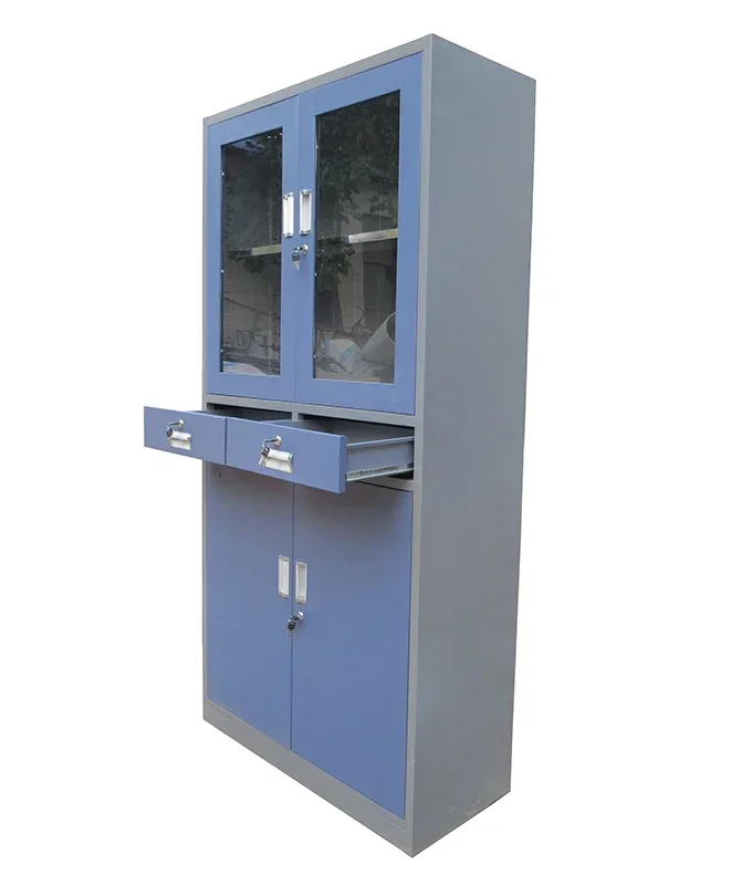 Wholesale   Office Furniture Steel File Storage Cabinet With 2 Glass Doors And 2 Drawer Metal Filing Cabinet
