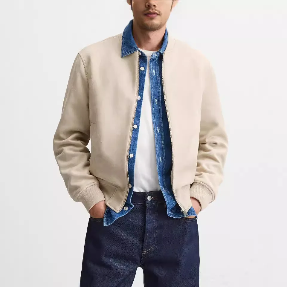 Autumn and Winter Men\'s Clothing Imitation Suede Bomber Jacket Men