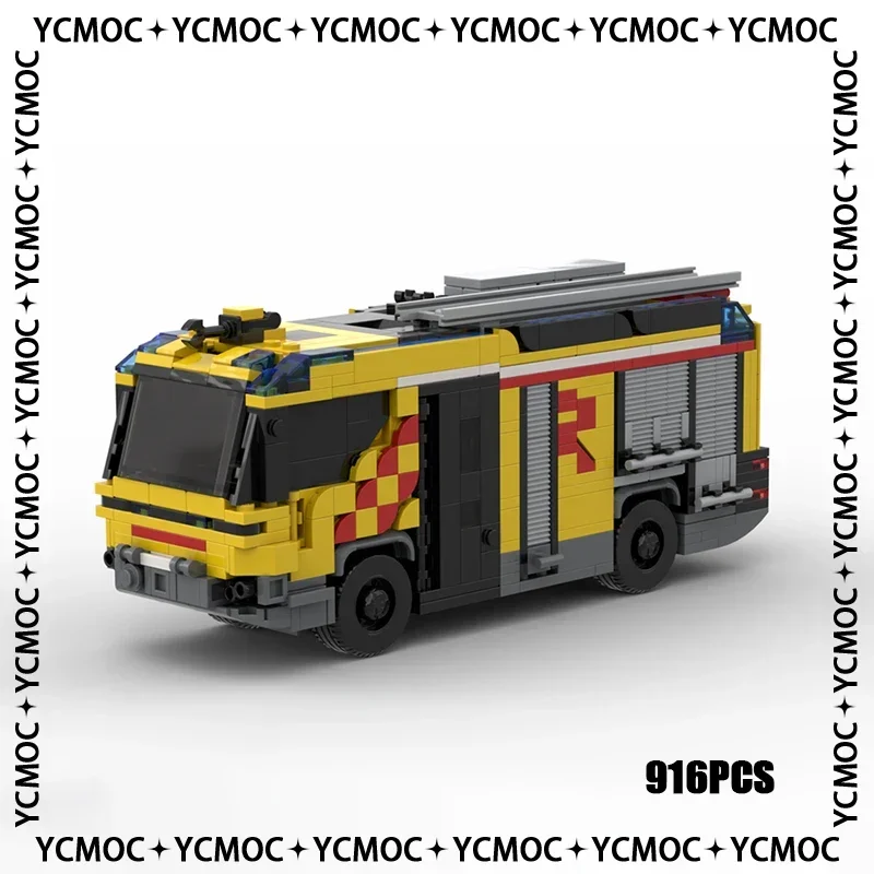 Car Series YcMoc Building Blocks Berlin Dubai Hybrid Fire Truck Engine Technology Brick Brand-name Vehicle DIY Toy For Child