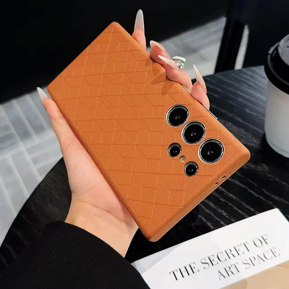 

Luxury Rubik's Cube Pattern Leather Magsafe Phone Case for Samsung Galaxy S24 S23 S25 Ultra Magnetic Lens Full Coverage Pu Cover