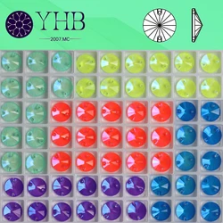 YHB-Mocha Flat Crystal Shape Rivoli Sewing Stones, Flatback Sew on Rhinestones for Garment Clothes and Bags, Top Quality